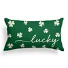 Calle irlandesa transfronteriza. Funda de almohada de lino con estampado de trébol del Día de San Patricio funda de almohada de césped de la suerte para sofá