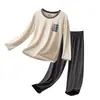 Ropa de Casa para Niños, Pantalón Largo de Manga Larga para Niños, Pijama de Lyocell para Niños, Conjuntos Familiares a Juego para Niñas, Conjunto de Ropa para Estudiantes con Aire Acondicionado