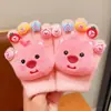 Guantes de Oso de Fresa para Niños Guantes Cálidos de Otoño e Invierno Espesados con Felpa Dibujos Animados Lindos Guantes de Dedos Completos Procesamiento y Personalización