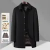 Abrigo de Lana de Doble Cara de Gama Alta para Hombre de Mediana Edad, Longitud Media, Ropa de Otoño e Invierno para Papá, Engrosado con Forro de Plumas, Abrigo de Lana
