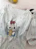 Moda Verão Nova Casual Pijama para Mulheres, Desenho Animado Fofo Solto Manga Curta Shorts, Roupa de Casa Conjunto de Duas Peças