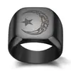 Anillo Vintage de Acero Inoxidable con Grabado Láser de Luna y Estrella de 18 mm Nuevo Transfronterizo Europeo y Americano Amazon Venta al por Mayor