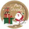 Mm126 Navidad Árbol de Navidad Anciano Color Piel de Vaca Vajilla de Fiesta para 8 Personas Juego de 4 Piezas Plato de Papel Servilleta de Papel Vaso de Papel