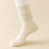 Meias empilhadas femininas outono e inverno cano médio forradas com fleece felpudo meias longas quentes para pernas com sapatos de couro pequenos meias longas
