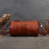 Bolso Cruzado de un Solo Hombro, Bolso Cilíndrico de Alta Gama para Mujer, Cuero Genuino, Gran Capacidad, Bolso Almohada Estilo Chino Retro, Simple y Versátil para Mujer