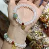 Pulsera Nueva de Ágata Blanca Natural Otoño e Invierno para Mujer, Pulsera de Ágata Fuente de Sal Melocotón