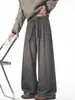 Calça Casual Listrada Estilo Old Money para Homens, Estilo Americano, Caimento Fluido, Tamanho Grande, Perna Reta, Calça Larga Solta para Outono, para Homens Altos e Fortes