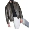 Nova Jaqueta de Couro PU Masculina Estilo Levemente Maduro Outono/Inverno Piquet Elegante Gola Lapela Tendência Casual Solta Versátil