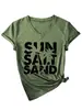 Sol Sal Areia Amazon Ebay Site Independente Moda Versátil Confortável Camiseta Feminina Manga Curta Gola V Camada Base