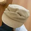 Boina estilo japonês para mulheres, chapéu retrô novo de camurça com topo reto, chapéu bico de pato versátil para outono e inverno