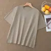 Camiseta Lyocell de gola redonda, ombros caídos, manga curta, nova, modelagem solta, afina a silhueta, moda versátil, caimento fluido, Camiseta Tencel estilo coreano