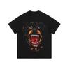 Camiseta de manga corta con estampado directo a chorro de tinta antiguo de moda nacional hiphop de calle alta estilo americano para parejas, camiseta de media manga suelta de marca de moda nacional para hombres y mujeres