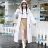 Impermeable Personalizado, Extendido y Engrosado, de Cuerpo Completo, de una Pieza, a Prueba de Tormentas, con Patrón de Logo, Área Grande para Mochila, Estilo Masculino, Diseño Largo de una Pieza