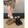Botas de Nieve Gruesas Versátiles Estilo Reina Negro Retro para Mujer 2025 Nuevos Zapatos de Algodón Cálidos de Invierno Forrados de Felpa