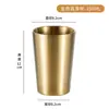 Caneca de Cerveja Coreana de Aço Inoxidável 304 de Parede Dupla Anti-Escaldante Corpo Reto Copo de Água Comercial Dourado Copo de Café para Churrasco