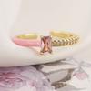 Aogu Nuevo Producto Transfronterizo, Anillo de Moda y Simple Chapado en Oro de 18K con Zircón y Gota de Aceite para Mujer Anillo de Color Macarrón Ins