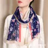 Lenço de Seda Chiffon Elegante Estilo Chinês Lenço de Gaze Literário Elegante para Mãe Primavera e Verão Leve Respirável Quente Protetor Solar