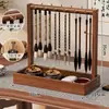 Estante de almacenamiento de cepillos de madera maciza, estante colgante de escritorio, bandeja de madera para suministros de caligrafía, gancho para caligrafía, portalápices especial para caligrafía y pintura tradicional