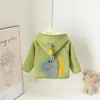 Nova jaqueta infantil com capuz, fofa, temática de animal, com zíper e forro de fleece, para meninos e meninas, espessa para outono e inverno