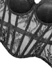 Bustier de encaje con ballenas de venta caliente transfronteriza, camisola de malla transparente, top strapless ajustado a la cintura, ropa exterior sexy