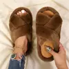 Pantuflas peludas de venta caliente transfronterizas para mujer, de otoño e invierno, antideslizantes, de interior, con suela gruesa, de algodón para el hogar, bordadas a medida y disponibles para dropshipping