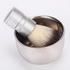 Cepillo para Barba de Acero Inoxidable Platino Cepillo de Afeitar Cerdas de Nylon Recipiente de Metal Espumado Manual Limpieza Facial para Hombres
