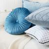 Funda de almohada nórdica sencilla y lujosa de pata de gallo azul, cojín para sofá, sala de estar, moderna, mesita de noche, a cuadros, redonda, para casa de familia