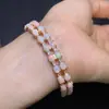 Joyería de Plata Ópalo Natural Plata de Ley Incrustada con Gemas Naturales Pulsera de Ópalo Arcoíris de Cristal Joyería Piedra Principal 5X4Mm