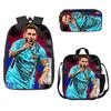 Fabricante Venta al por Mayor Jugador Messi Juego de Mochila Escolar de Tres Piezas Mochila de Nailon Estampada Mochila en Forma de D Linda e Impermeable