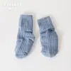 Calcetines de Algodón Clase A para Niños y Niñas de Primavera y Otoño, Calcetines de Caña Media de Color Sólido, Calcetines Holgados para Bebé