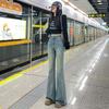 2025 primavera novo estilo micro-lop calças jeans não elásticos cintura alta quente menina vento jeans calças femininas, mais calças,