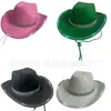 Sombrero de vaquero con borde negro de Halloween diamante con luz sombrero de vaquero occidental dick fieltro carnaval led con sombrero de luz