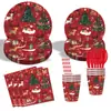 Productos Nuevos Transfronterizos Fiesta Navideña Suministros Festivos Platos de Papel Vasos de Papel Servilletas Absorbentes Decoración de Mesa Vajilla en Stock