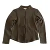 Estilo minimalista, cuello alto, cárdigan con doble cremallera, corte ajustado, favorecedor para figuras petite, nueva colección otoño/invierno, color liso, top/chaqueta cálida