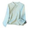 Foto Real de Blusa Jacquard Longa Estilo Chinês 25 Gola Alta Botão de Pérola Fechamento Diagonal para Mulheres Primavera & Outono Nova Camisa Literária Estilo Chinês