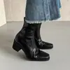 Bloom Silencioso~Botas Adelgazantes de Tacón Grueso para Viajes Diarios 2026 Otoño/Invierno Tacón Grueso Tacón Medio Punta Cuadrada Botines Elásticos Versátiles para Mujer