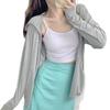 Roupas de proteção solar de seda preta gelo femininas verão fino 2025 novo guarda-sol respirável roupas de proteção solar all-match cardigan jaqueta