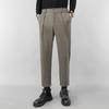 Pantalones de traje pequeños de lana estilo coreano para hombre otoño e invierno engrosados rectos con caída pantalones casuales de lana para hombre pantalones de traje cepillados para hombre