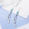 Pendientes de estrella para mujer, diseño de estrella de cinco puntas, largos, de cristal artificial azul, con nicho de sensación de viento frío, de cristal
