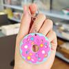 Llavero creativo de PVC con forma de donut de diamante, colgante de dibujos animados, gotas de pegamento suave, bonito accesorio de decoración para bolsos.