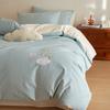 Juego de Ropa de Cama de Cuatro Piezas Bordado de Dibujos Animados de Algodón Cepillado para Otoño e Invierno Algodón Puro Nuevo Estilo 2025 Funda de Edredón Sábana Bajera Ropa de Cama Clase A