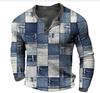 Polo transfronterizo para hombre, otoño e invierno, talla grande, camiseta de manga larga con estampado digital, informal, sin cuello, para hombre