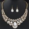 Moda europea y americana metal destello Diamante Gema temperamento collar conjunto de pendientes gota de agua joyería gota de agua N3535