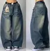 Jeans de Calle Estilo Americano de Comercio Exterior Transfronterizo, Unisex, Diseño Único, Varios Estampados de Graffiti, Pantalones Largos de Pierna Recta