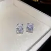 ¡Cubo de Sal Marina! Aretes Cuadrados de Circonita Azul, Aretes de Lujo Ligero de Gama Alta, Modernos y Versátiles, Aretes Frescos y Sencillos para Mujer
