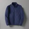 Chaqueta de Algodón Ligera Acolchada de Diamantes con Cuello Alto para Hombre Otoño Invierno Abrigo de Algodón Acolchado Corto Simple Ropa de Abrigo Cálida Versátil con Cremallera