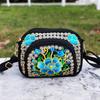 Bolsa Mini Transversal Bordada Estilo Étnico Bolsa Bordada Peônia Vermelha de Yunnan Porta-Moedas para Celular Estilo Chinês