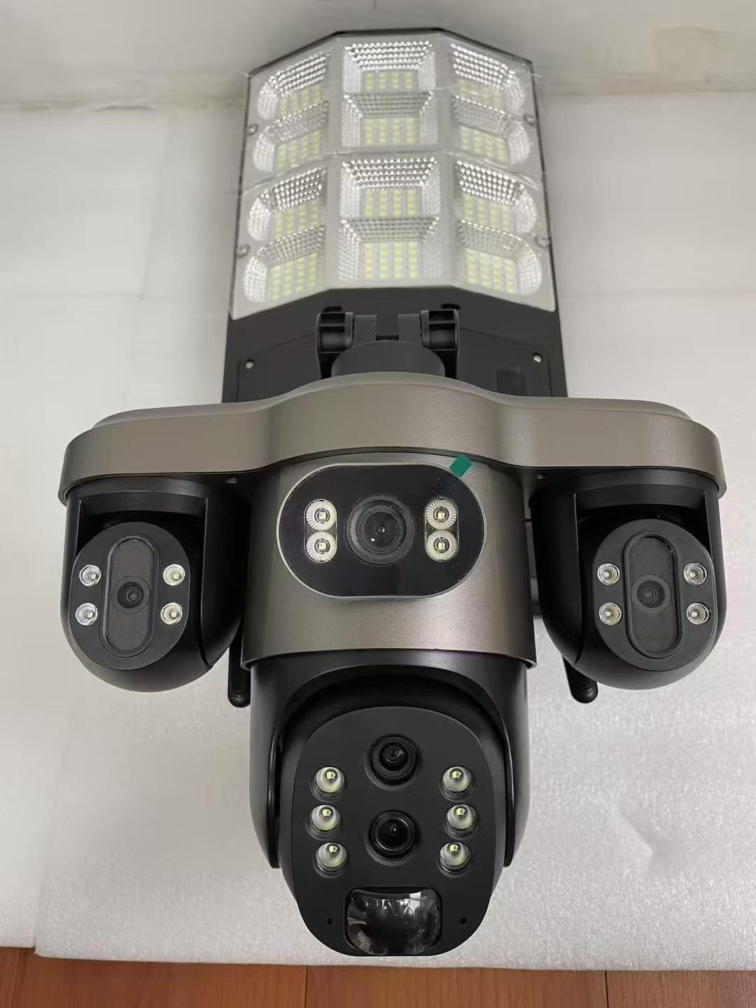 V380太阳能摄像头4G三画面3个电动云台手机远程控制三电动