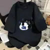 Camiseta de manga corta con estampado de gato comiendo pescado de seda de leche para hombre y mujer, top casual de verano holgado versátil