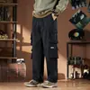 Exército Verde Calças Retas Tooling Outono Masculino Novo High Street Moda Marca Multi-Bolso Solto All-Match Calças Casuais
